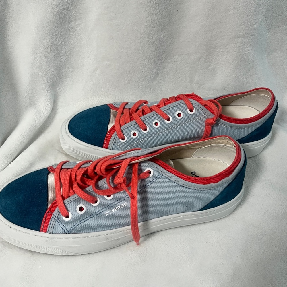 Red and Blue Low-Top Sneakers